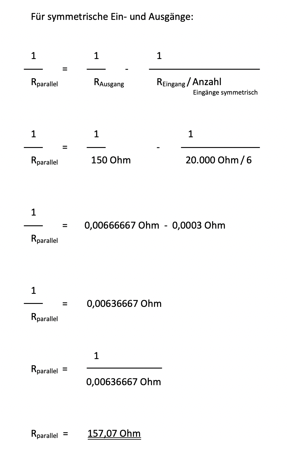 Berechnung des Parallelwiderstandes